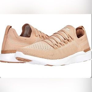 APL Techloom Breeze Sneakers Caramel Warm Silk White Knit Size 8.5 Running Rare